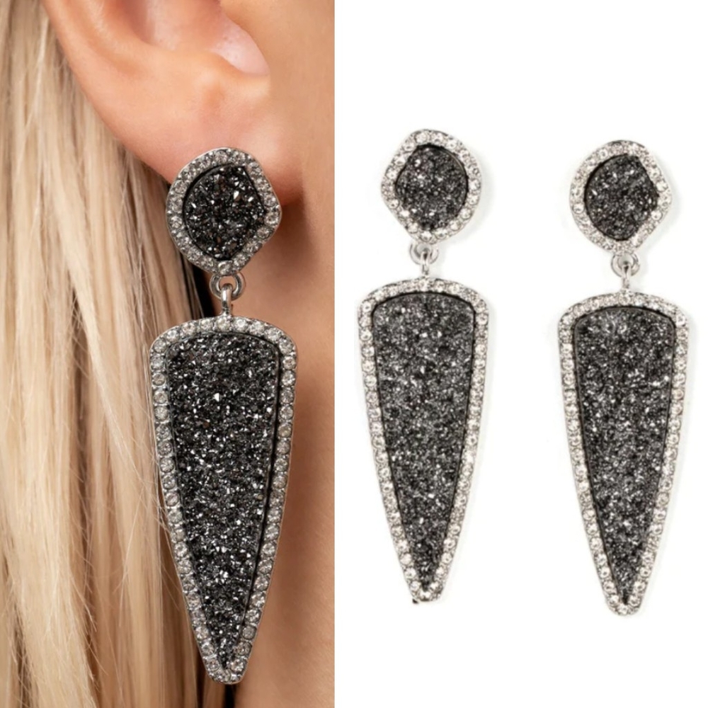 🔥 1DAY ONLY FLASH SALE  OFF . Black Crystal and rhinestone earrings